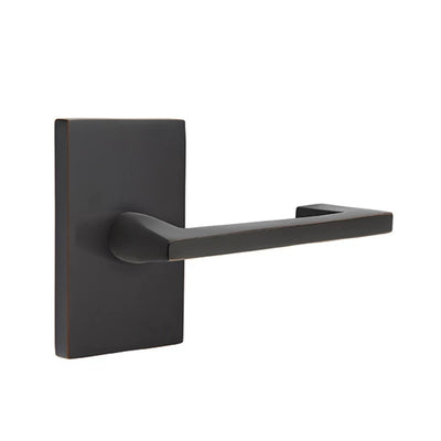 Emtek Argos Lever with Modern Rectangular Rosette in Oil Rubbed Bronze