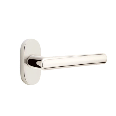Emtek Stuttgart Lever with Oval Stretto 1-1/2" x 3" in Polished Nickel