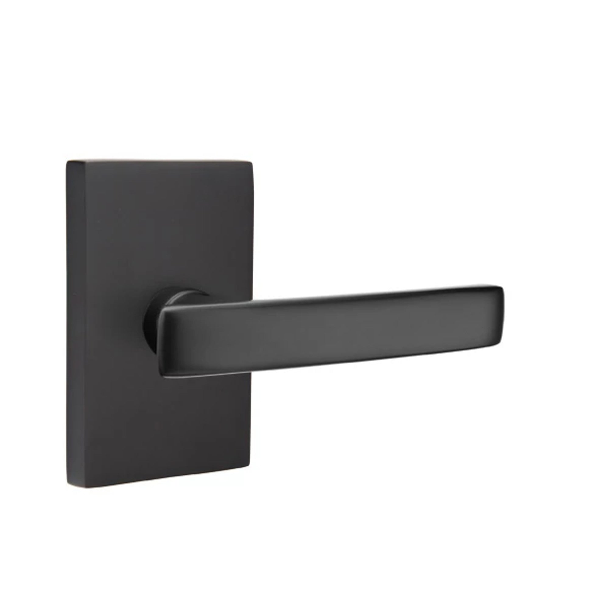 Emtek Geneva Lever with Modern Rectangular Rosette in Flat Black