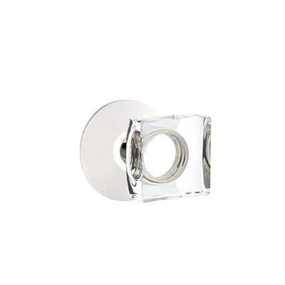 Emtek Modern Square Glass Knob with Modern Rosette in Polished Chrome