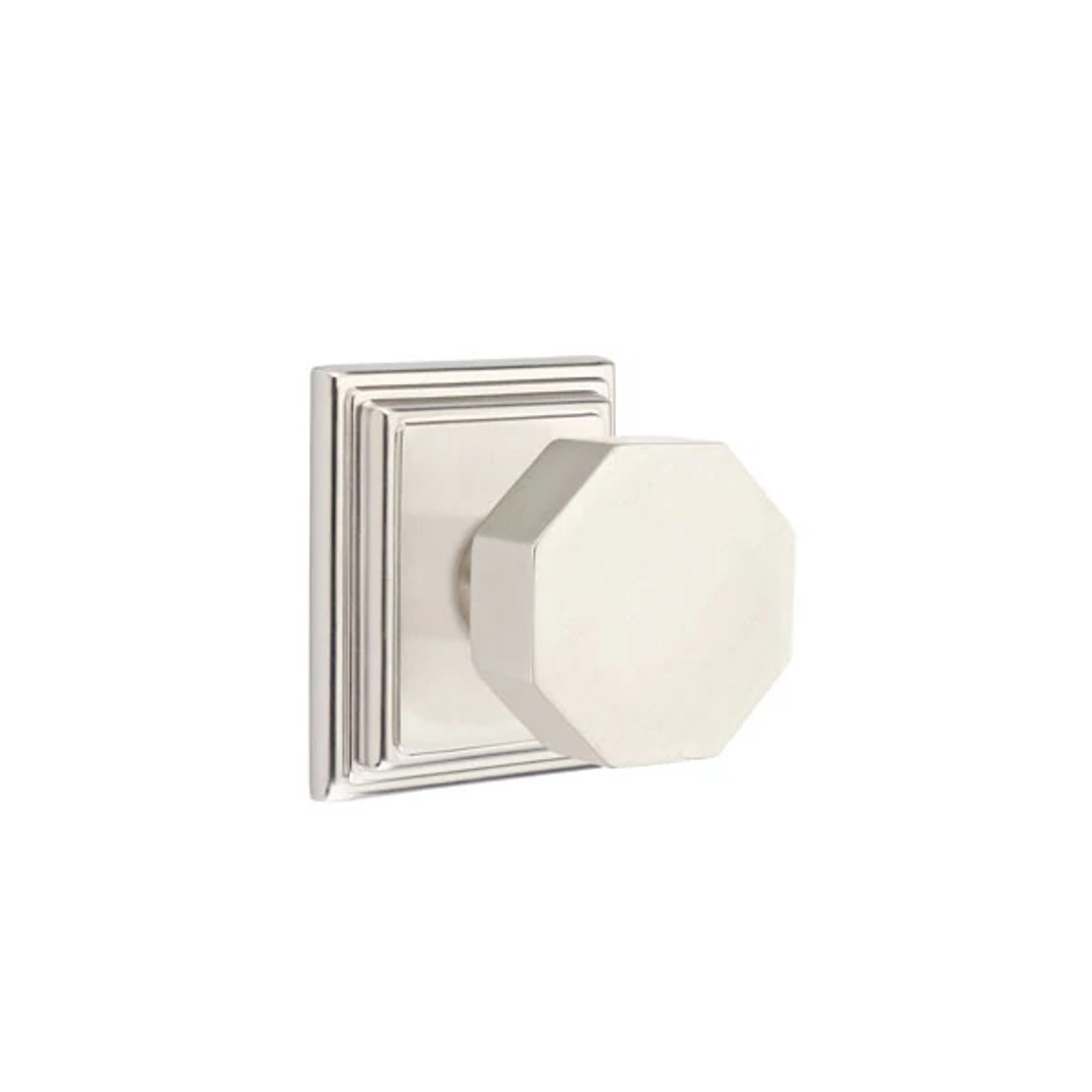 Emtek Octagon Knob with Wilshire Rosette in Satin Nickel