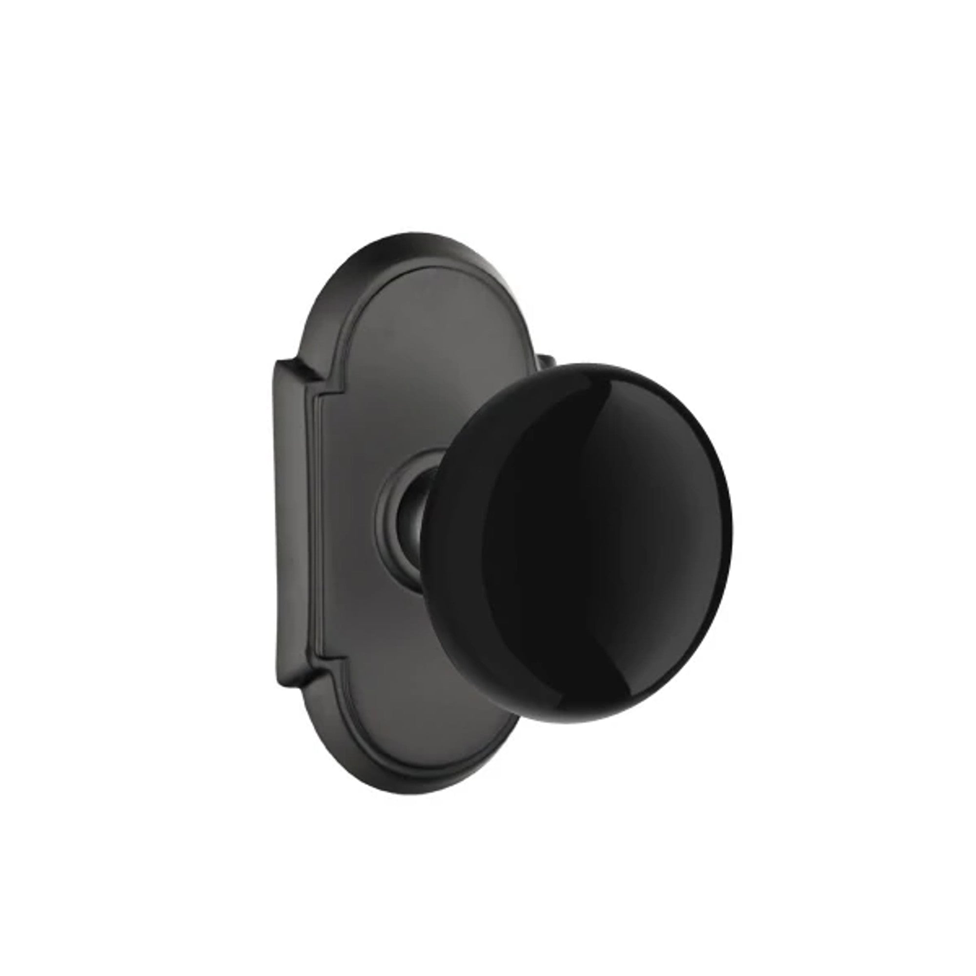 Emtek Ebony Knob with #8 Rosette in Flat Black