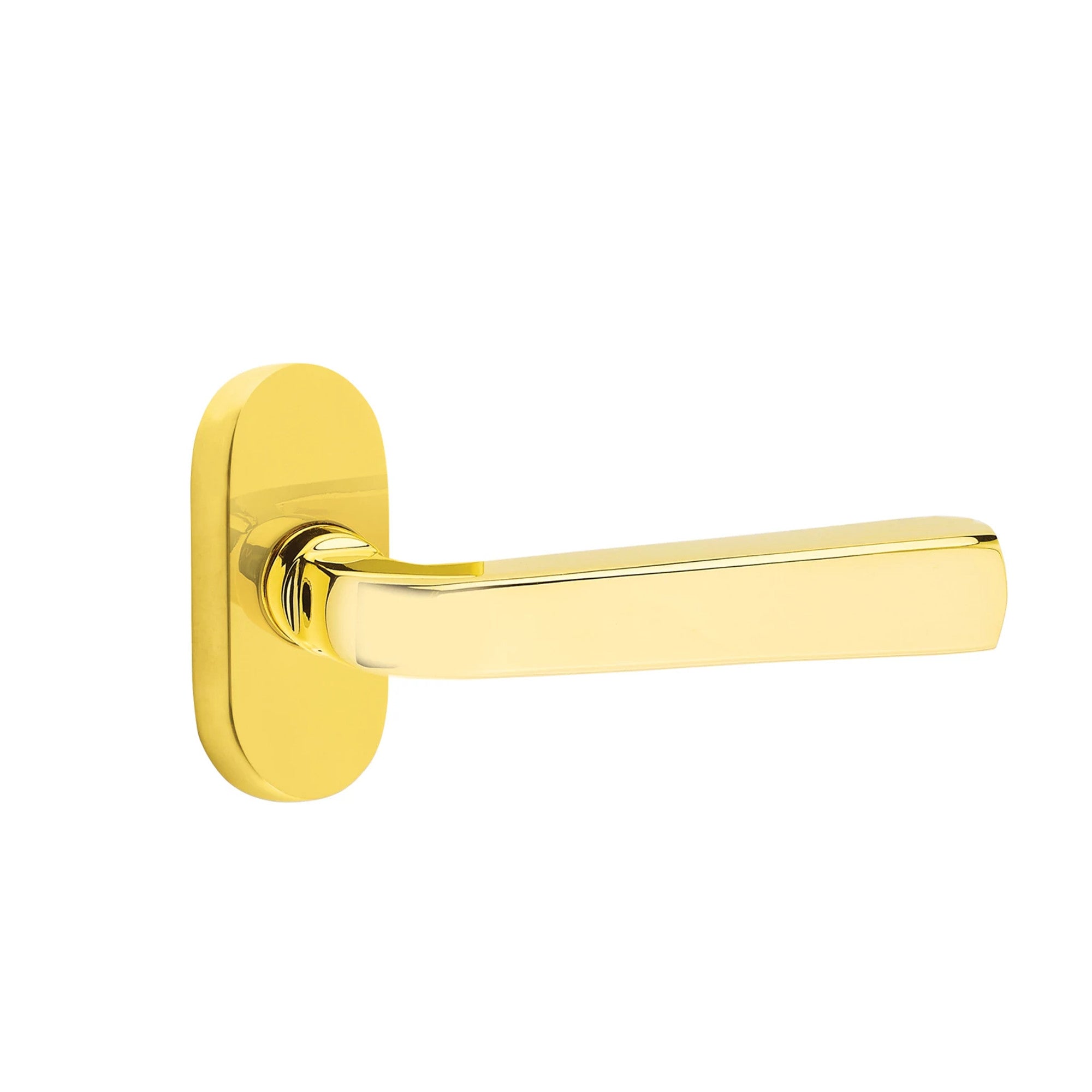 Emtek Sion Lever with Oval Stretto 1-1/2" x 3" in Unlacquered Brass
