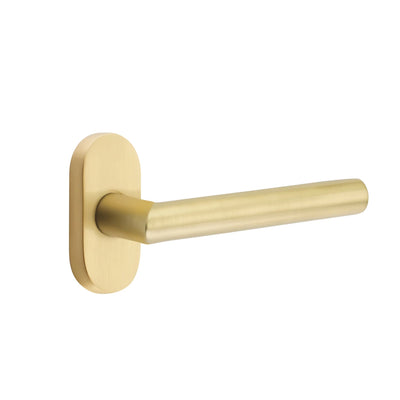 Emtek Stuttgart Lever with Oval Stretto 1-1/2" x 3" in Satin Brass