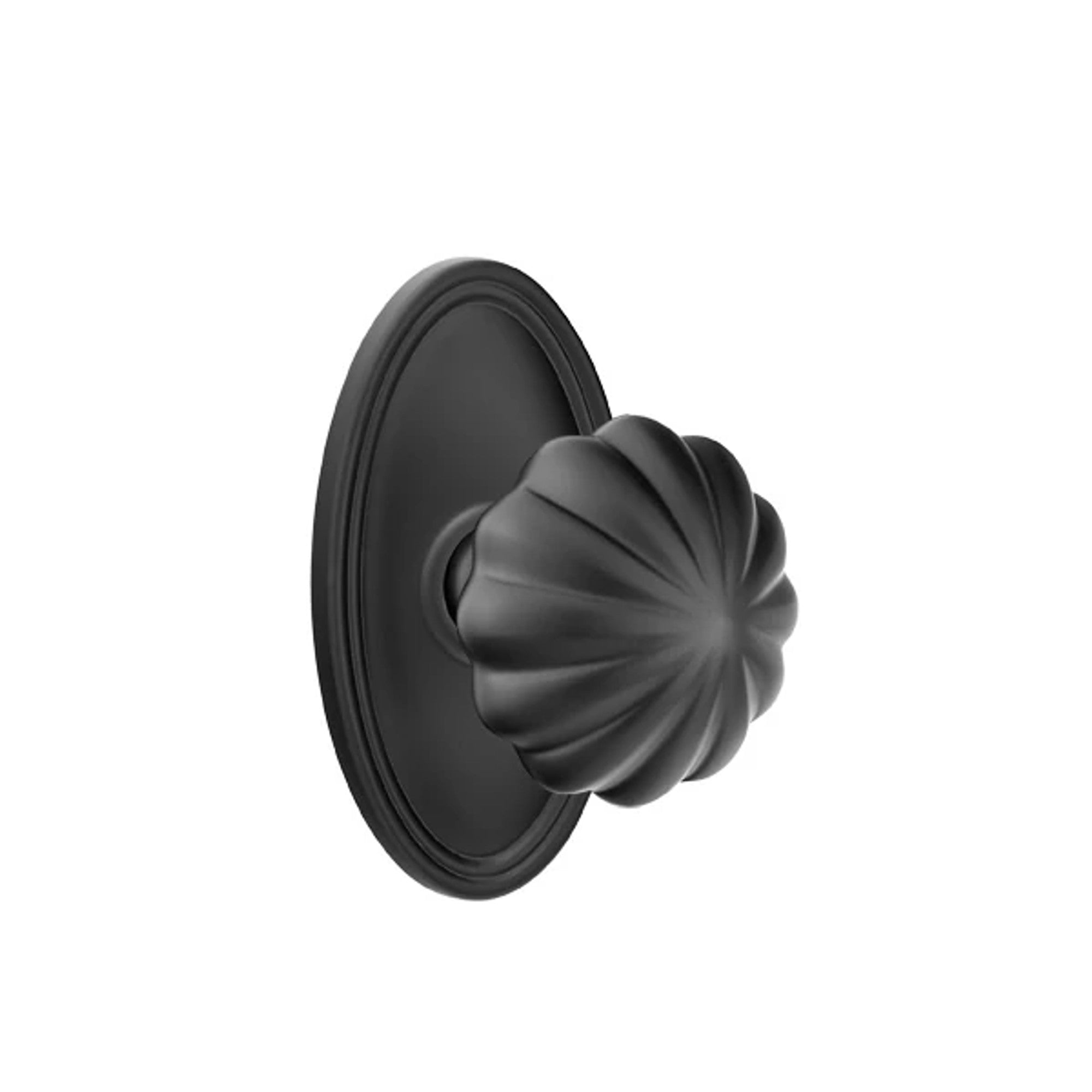 Emtek Melon Knob with Oval Rosette in Flat Black