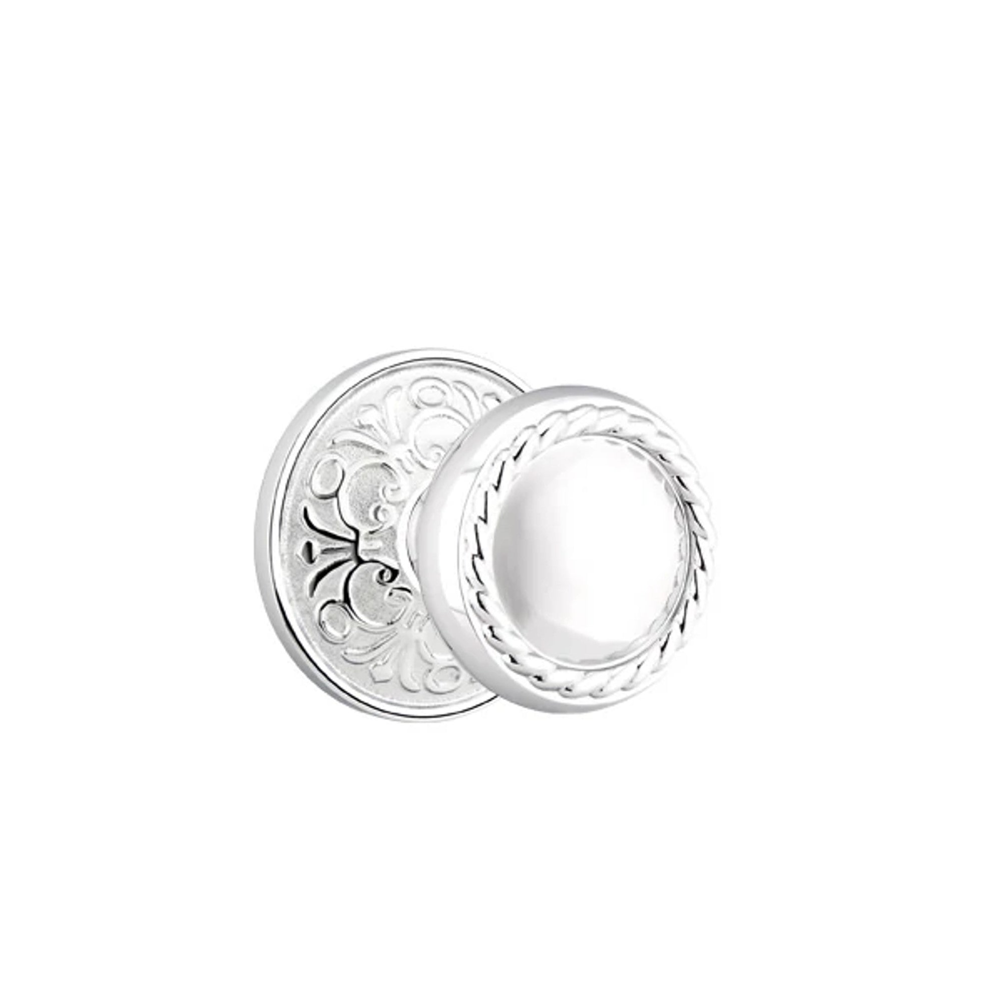 Emtek Rope Knob with Lancaster Rosette in Polished Chrome