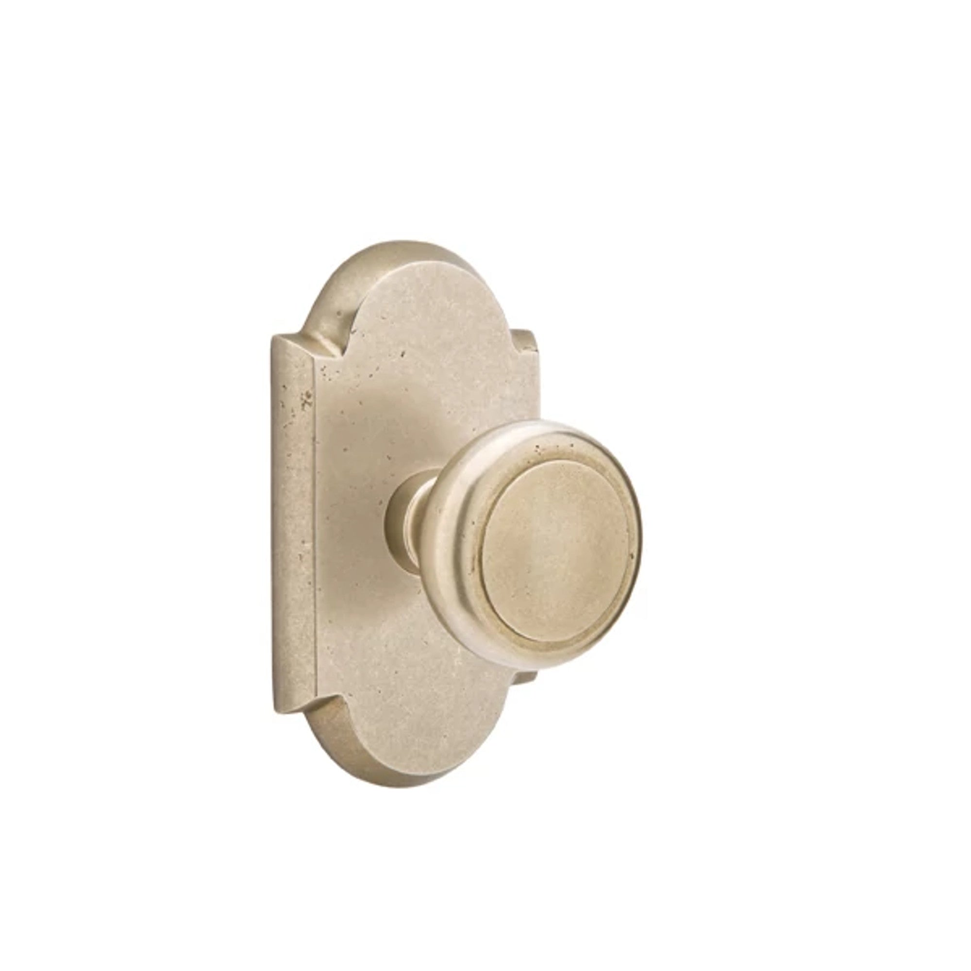 Emtek Butte Knob with #1 Rosette in Tumbled White Bronze