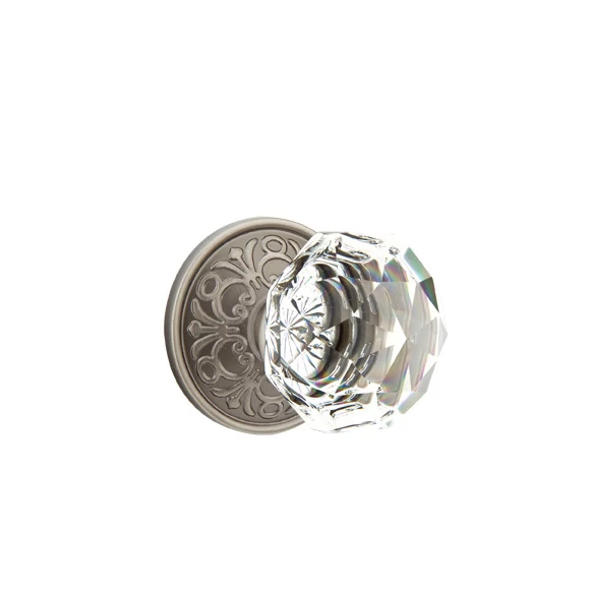 Emtek Diamond Knob with Lancaster Rosette in Pewter