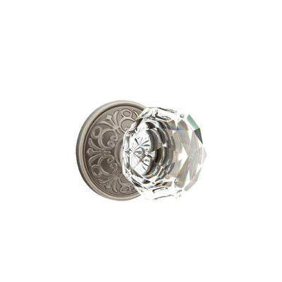 Emtek Diamond Knob with Lancaster Rosette in Pewter