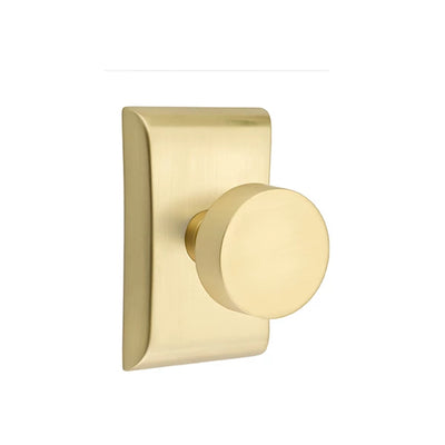 Emtek Round Knob with Neos Rosette in Satin Brass