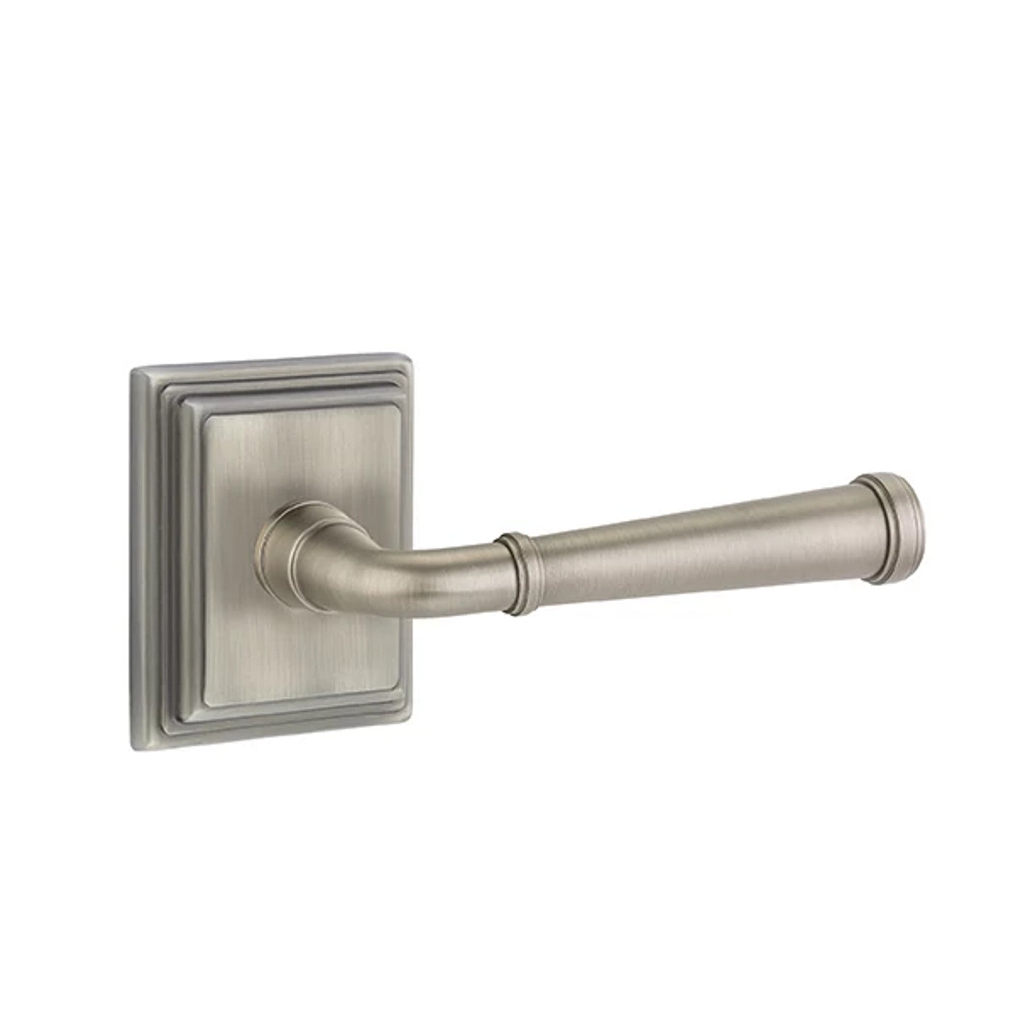 Emtek Merrimack Lever with Wilshire Rosette in Pewter