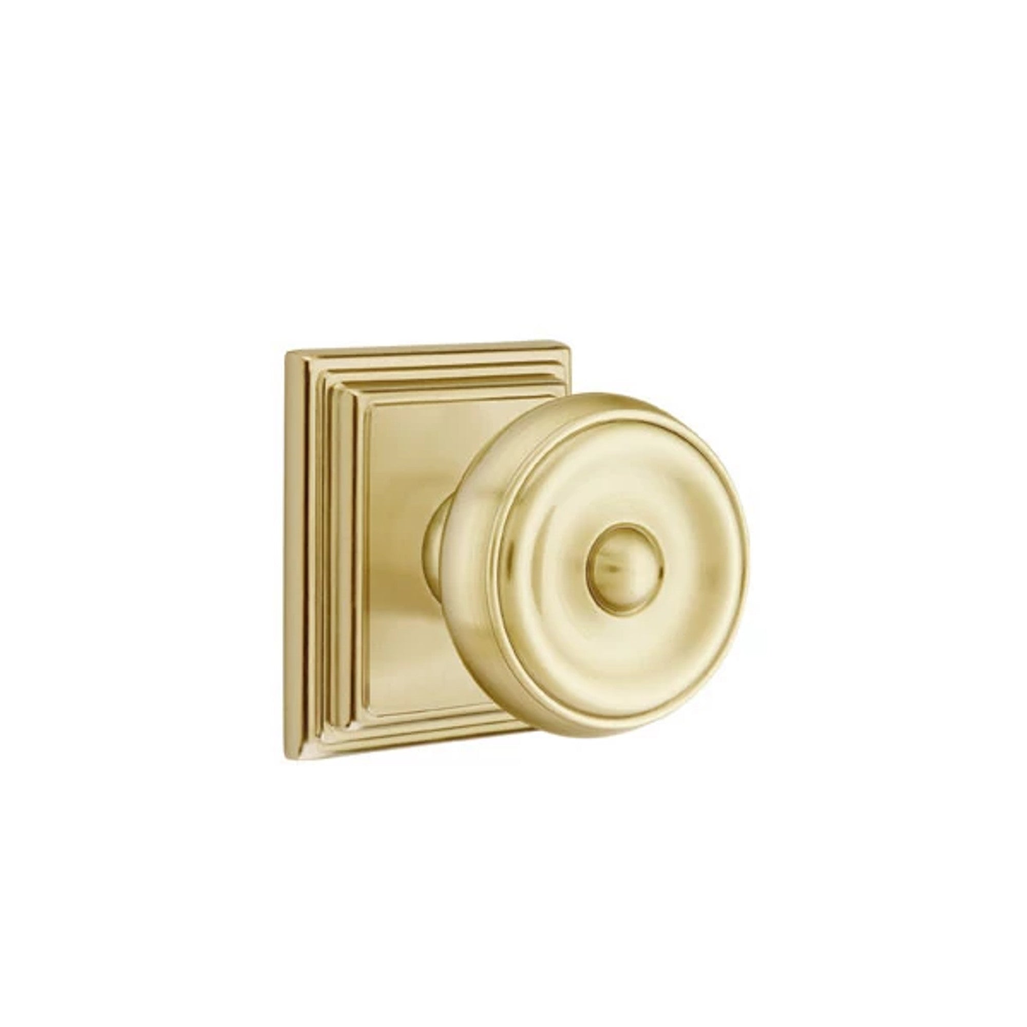 Emtek Waverly Knob with Wilshire Rosette in Satin Brass