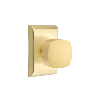 Emtek Freestone Knob with Neos Rosette in Satin Brass