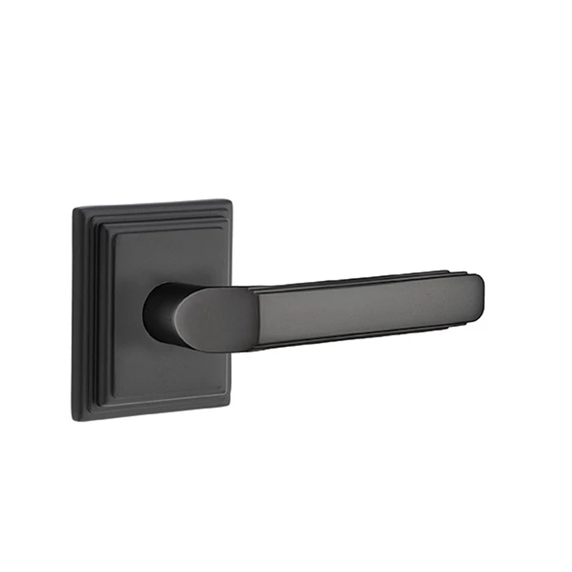 Emtek Milano Lever with Wilshire Rosette in Flat Black