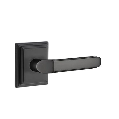 Emtek Milano Lever with Wilshire Rosette in Flat Black