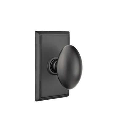 Emtek Egg Knob with Rectangular Rosette in Flat Black
