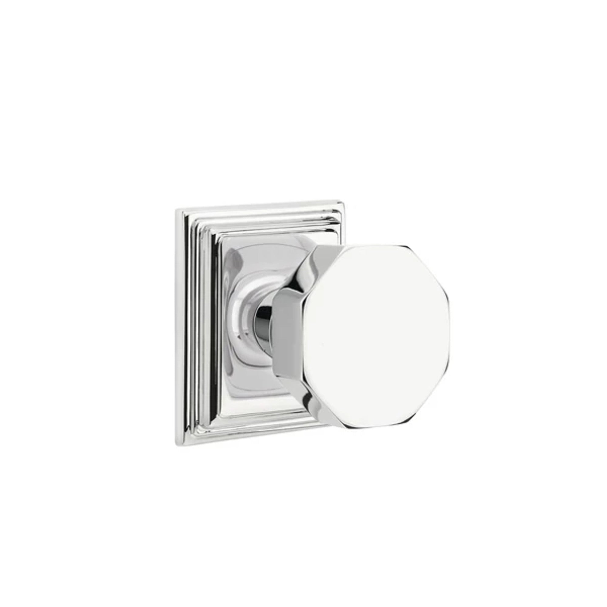 Emtek Octagon Knob with Wilshire Rosette in Polished Chrome