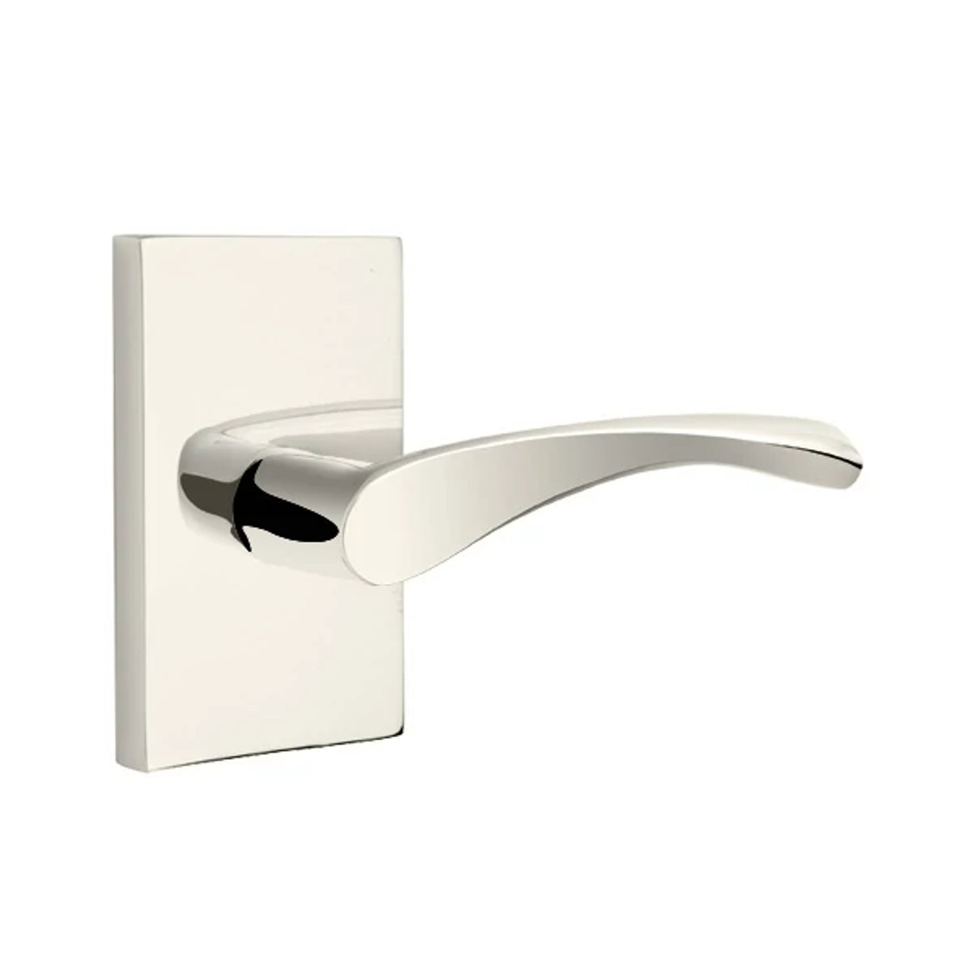 Emtek Triton Lever with Modern Rectangular Rosette in Polished Nickel