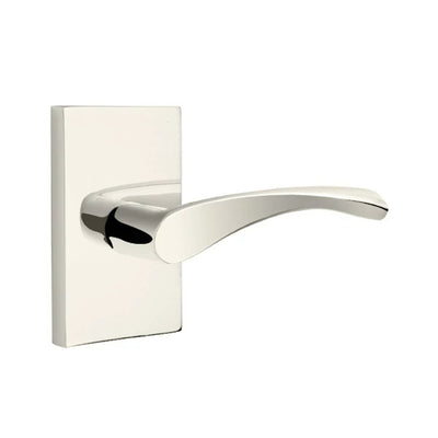 Emtek Triton Lever with Modern Rectangular Rosette in Polished Nickel