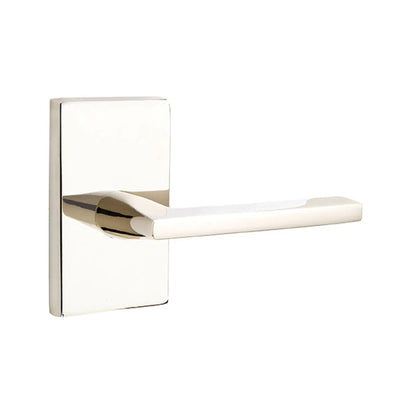 Emtek Helios Lever with Modern Rectangular Rosette in Polished Nickel
