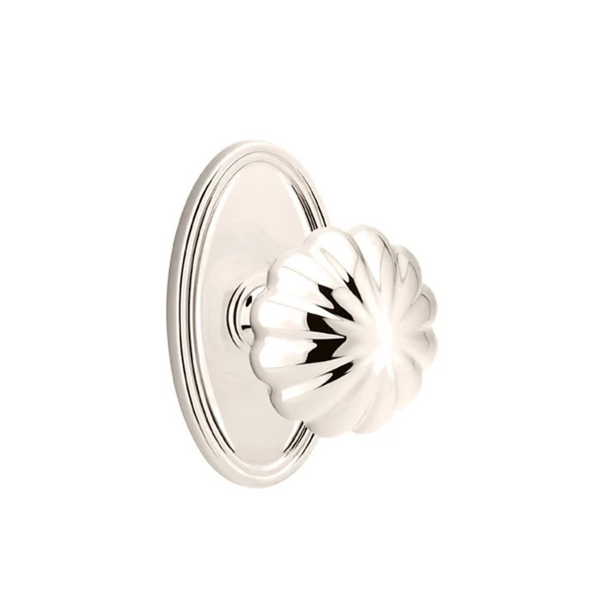 Emtek Melon Knob with Oval Rosette in Polished Nickel