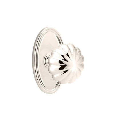 Emtek Melon Knob with Oval Rosette in Polished Nickel