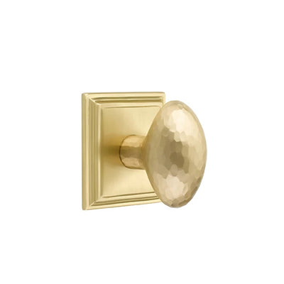 Emtek Hammered Egg Knob with Wilshire Rosette in Satin Brass