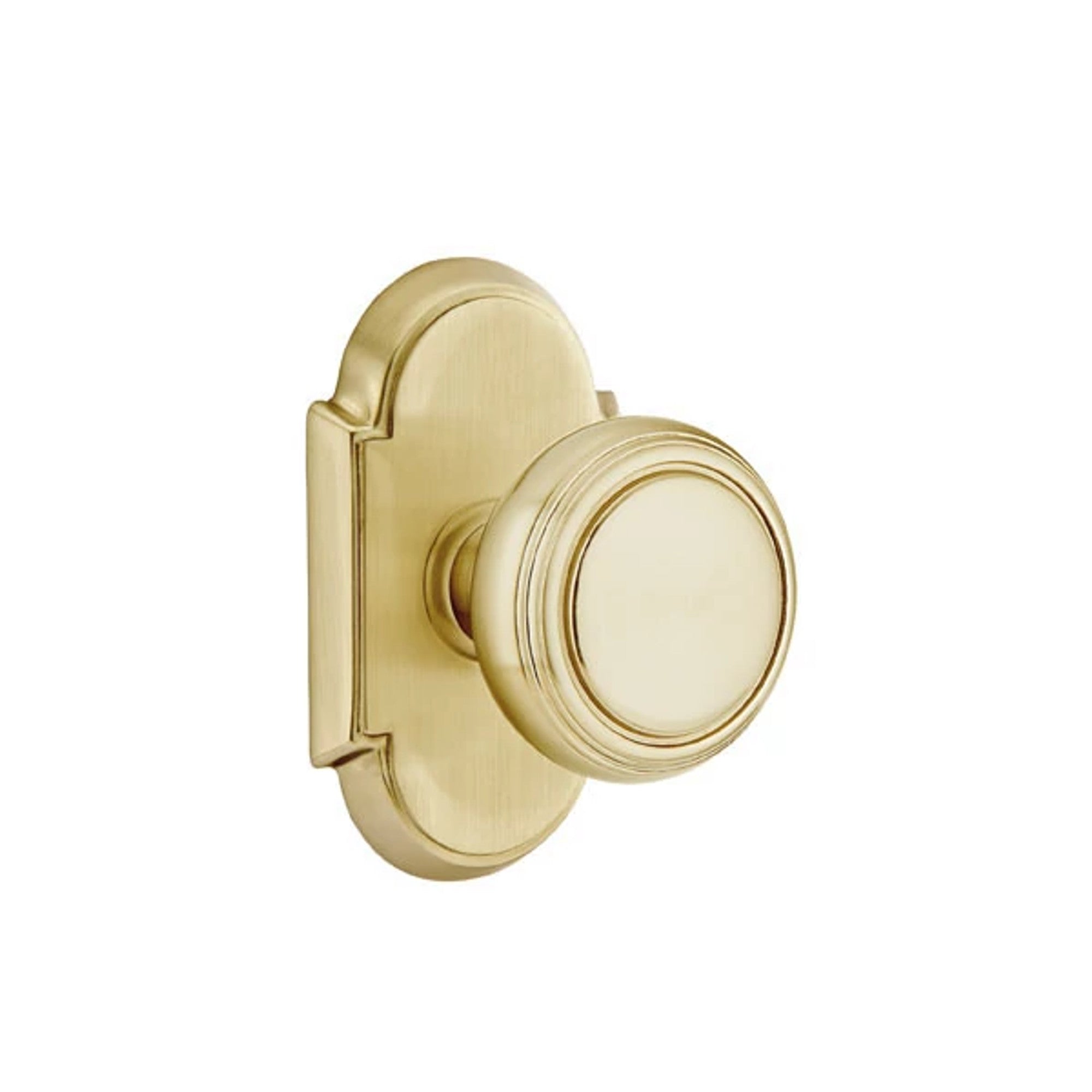 Emtek Norwich Knob with #8 Rosette in Satin Brass