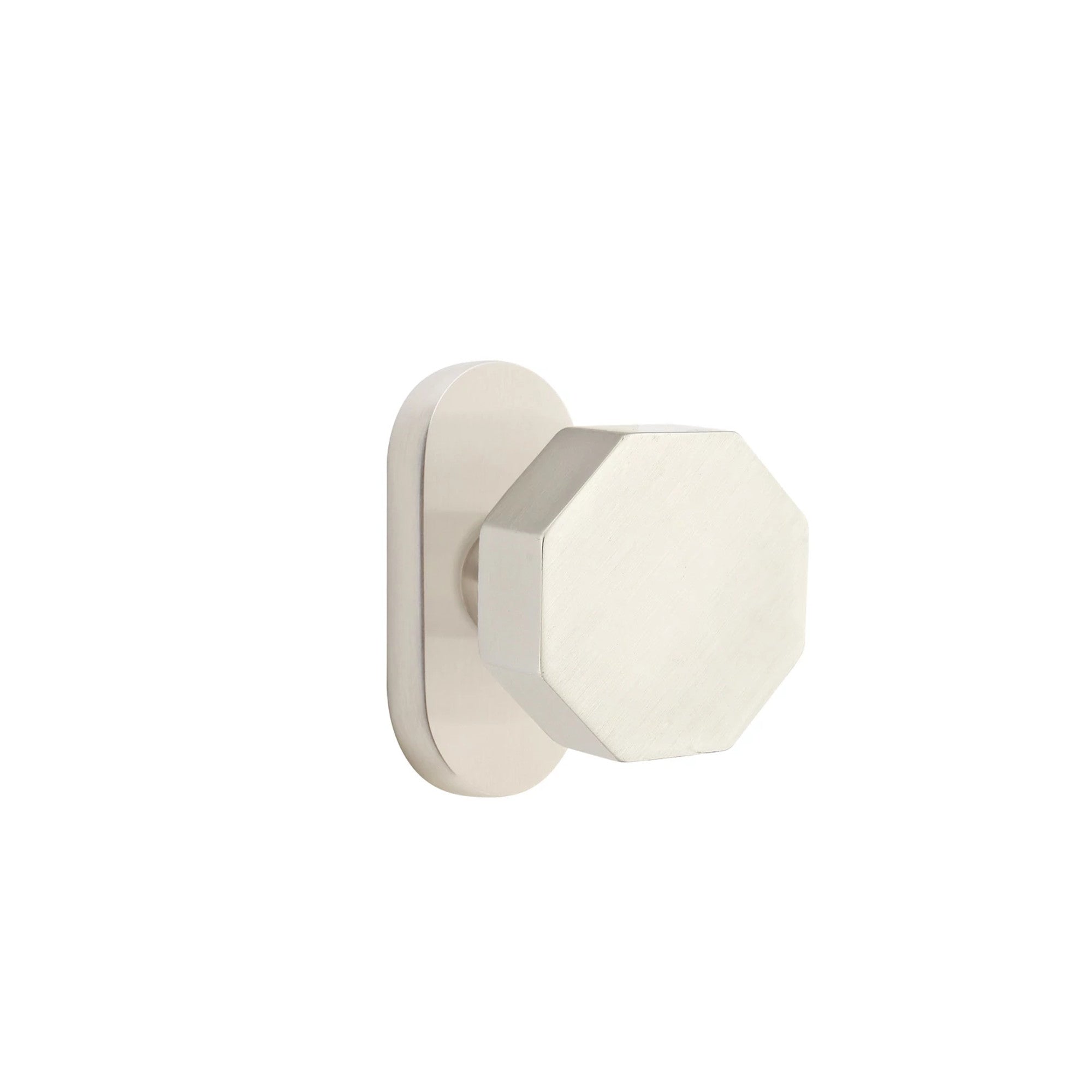 Emtek Octagon Knob with Oval Stretto 1-1/2" x 3" in Satin Nickel