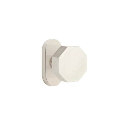 Emtek Octagon Knob with Oval Stretto 1-1/2" x 3" in Satin Nickel
