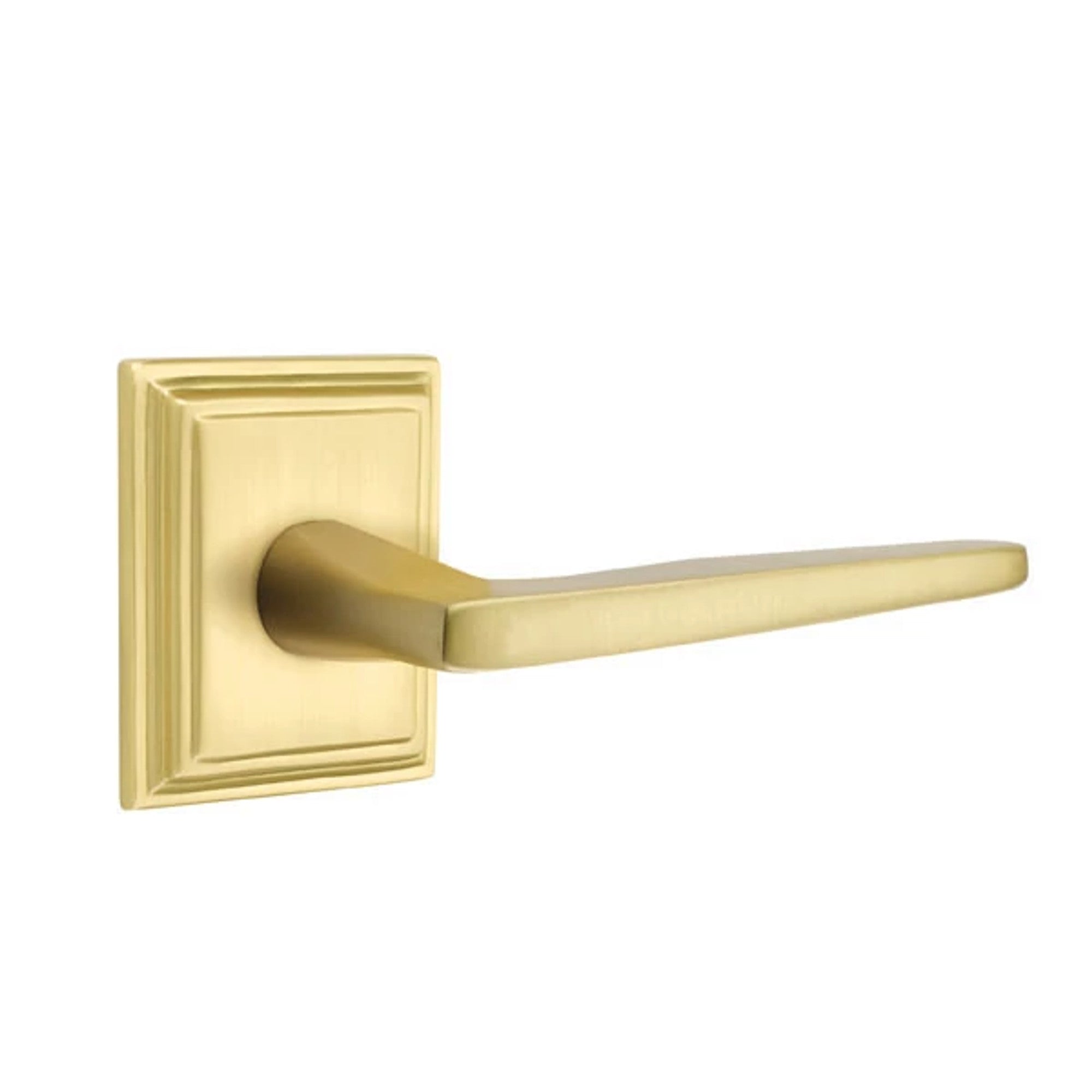 Emtek Hermes Lever with Wilshire Rosette in Satin Brass