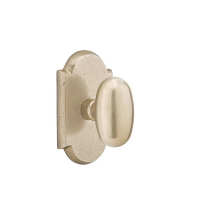Emtek Egg Bronze Knob with #1 Rosette in Tumbled White Bronze