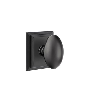 Emtek Egg Knob with Wilshire Rosette in Flat Black