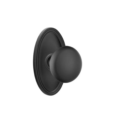 Emtek Providence Knob with Oval Rosette in Flat Black