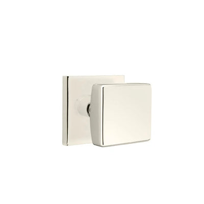 Emtek Square Knob with Square Rosette in Polished Nickel