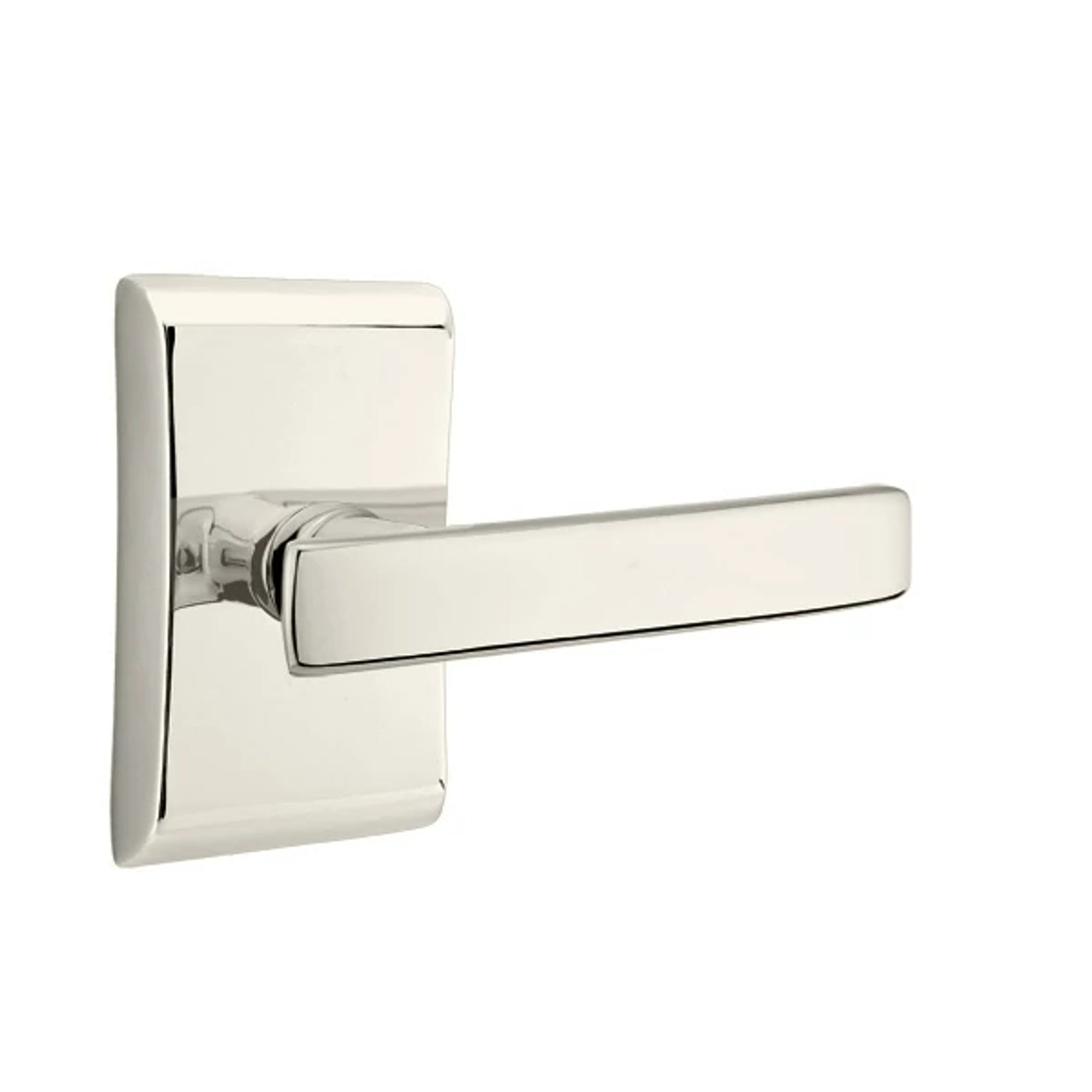 Emtek Geneva Lever with Neos Rosette in Polished Nickel