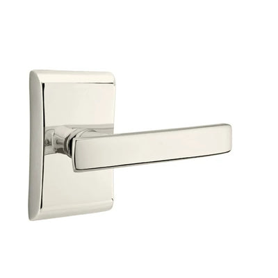 Emtek Geneva Lever with Neos Rosette in Polished Nickel