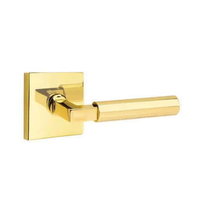 Emtek Hercules Lever with Square Rosette in Unlacquered Brass