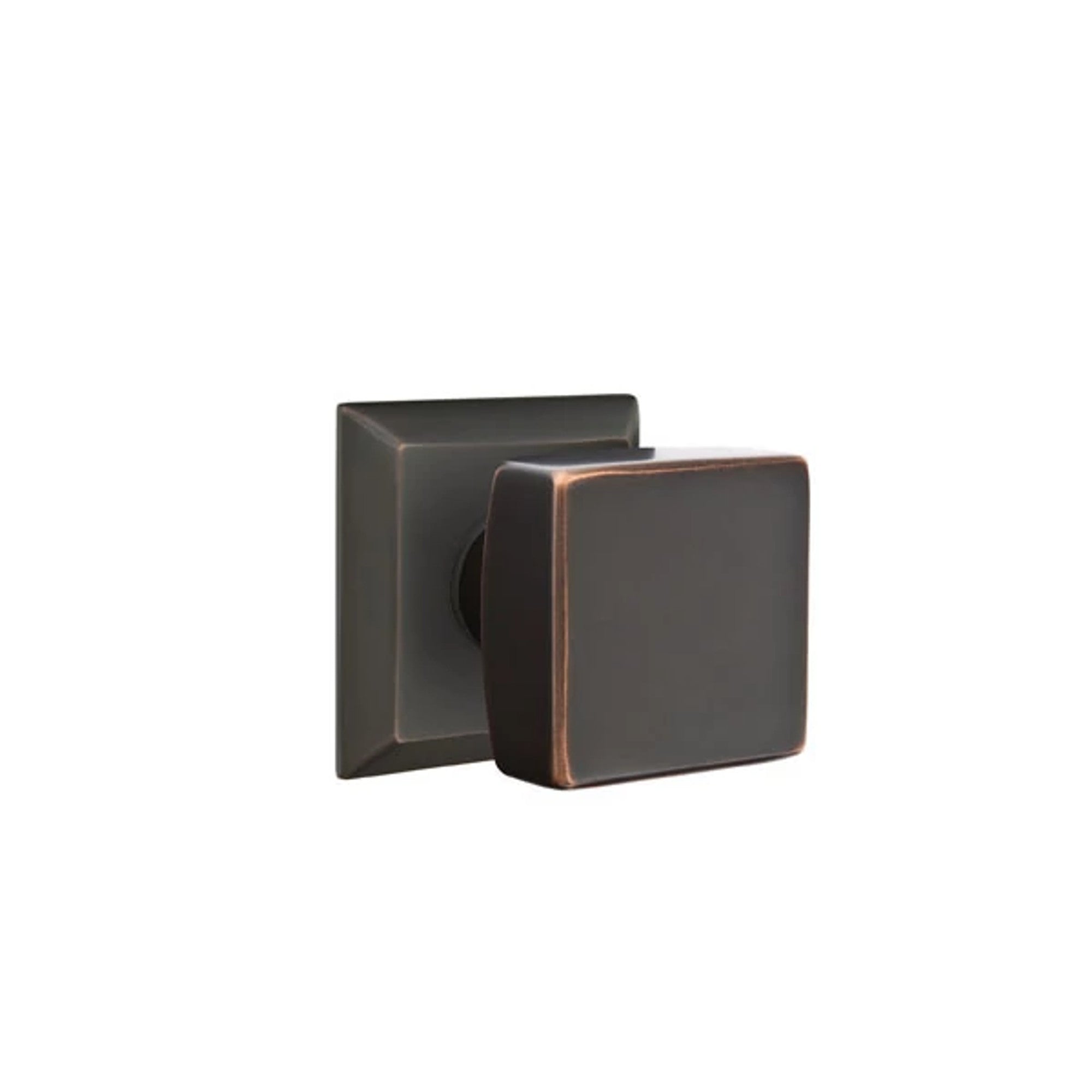 Emtek Square Knob with Quincy Rosette in Oil Rubbed Bronze