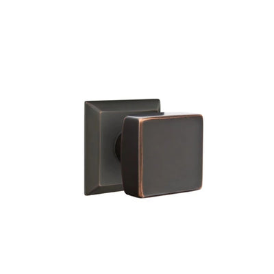 Emtek Square Knob with Quincy Rosette in Oil Rubbed Bronze