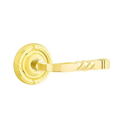 Emtek Santa Fe Lever with Ribbon & Reed Rosette in Polished Brass