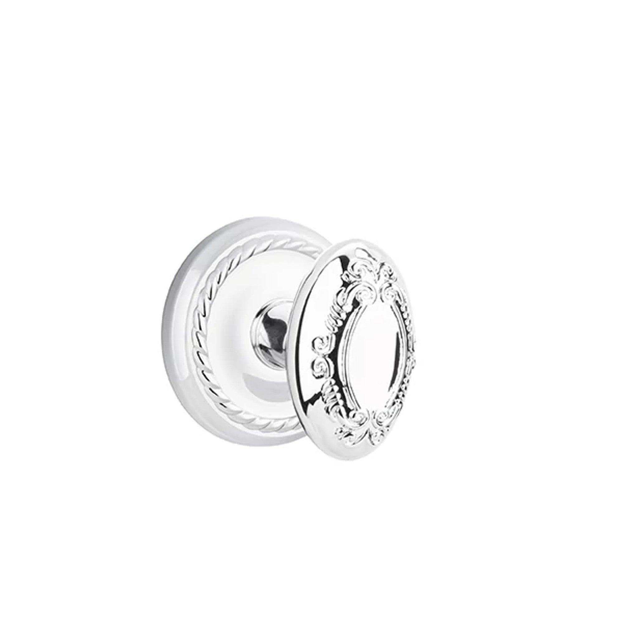 Emtek Victoria Knob with Rope Rosette in Polished Chrome