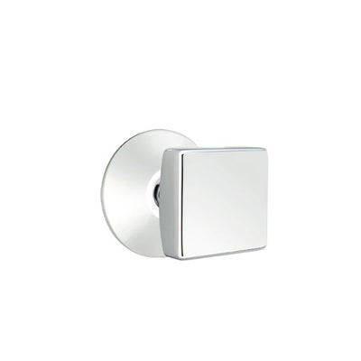 Emtek Square Knob with Modern Rosette in Polished Chrome