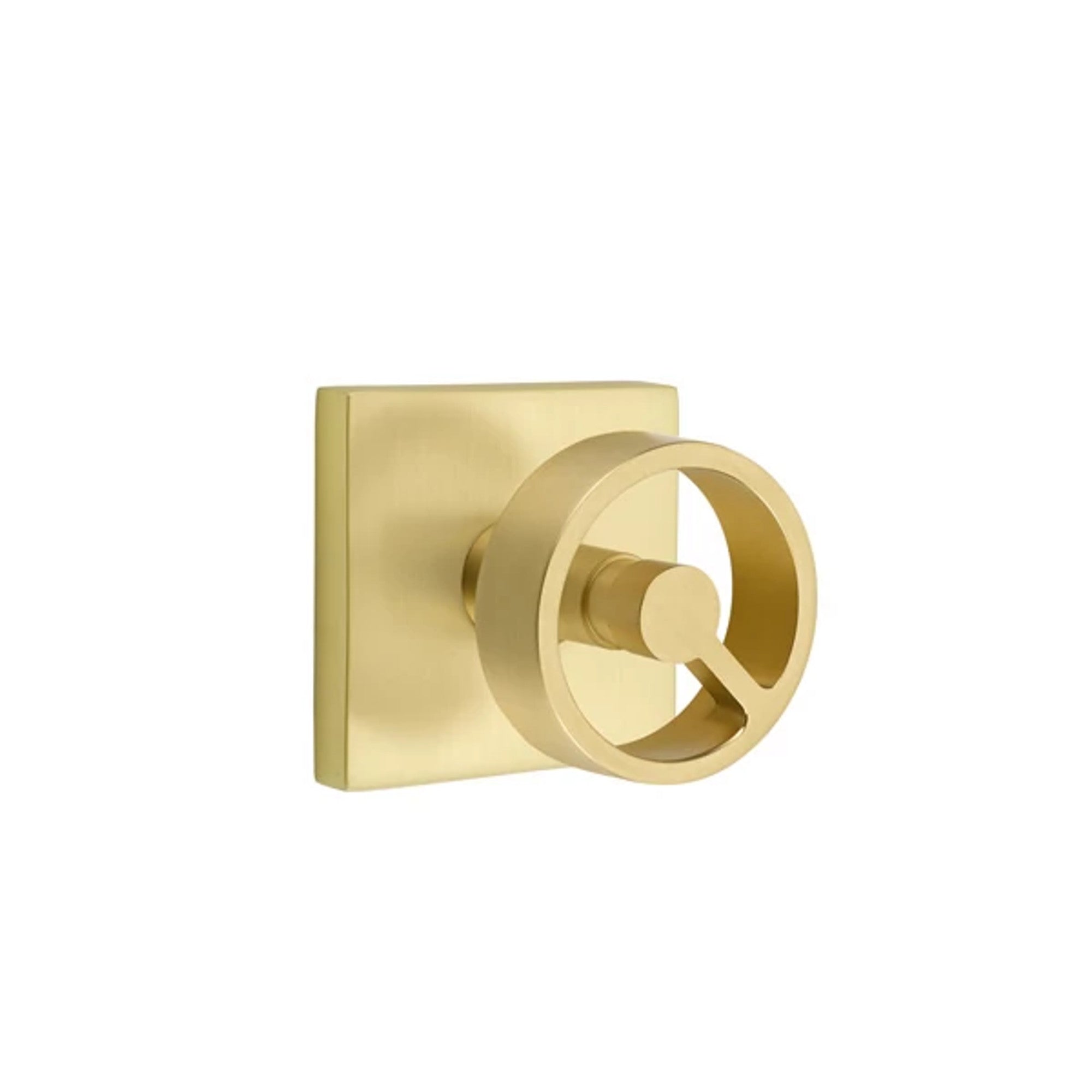 Emtek Spoke Knob with Square Rosette in Satin Brass
