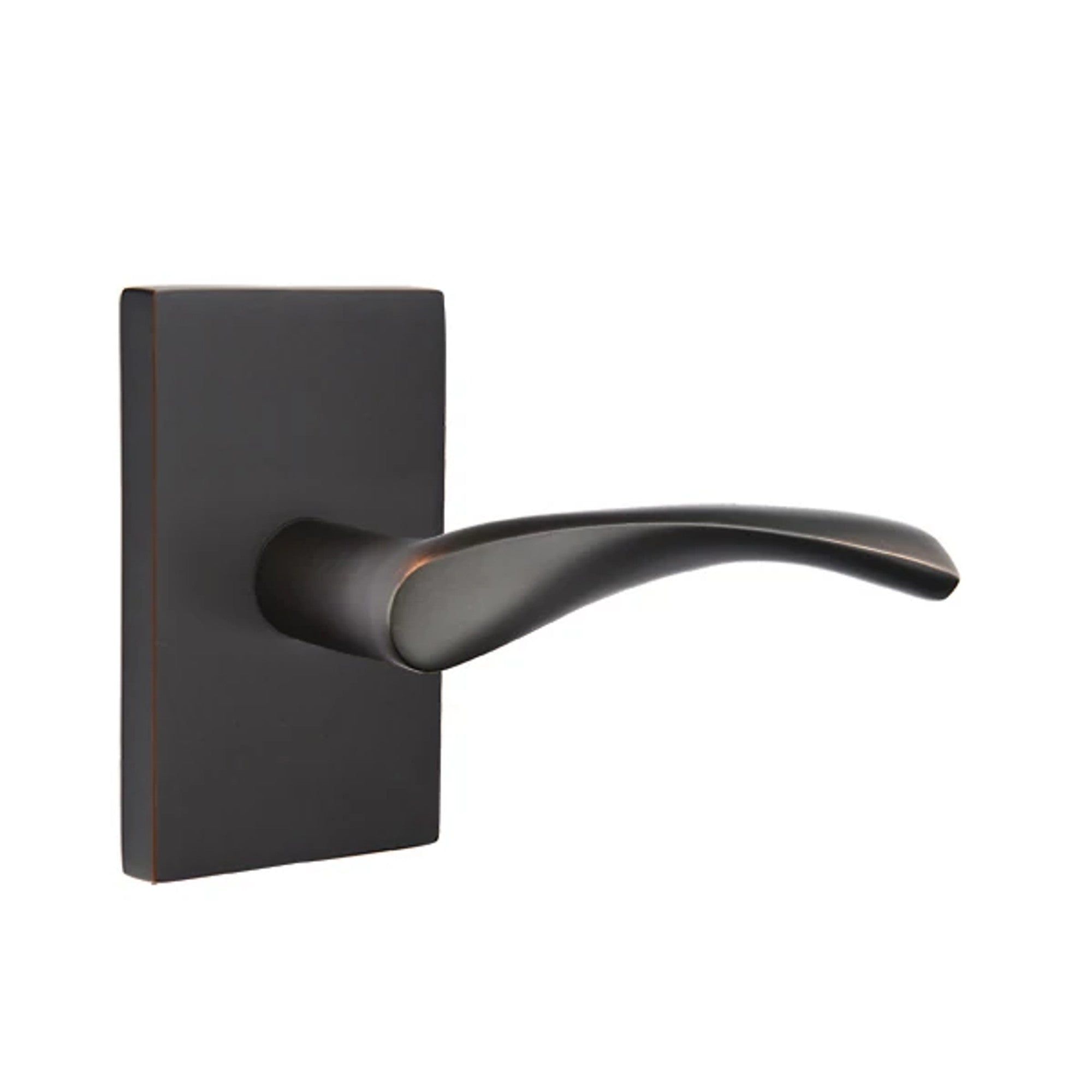 Emtek Triton Lever with Modern Rectangular Rosette in Oil Rubbed Bronze