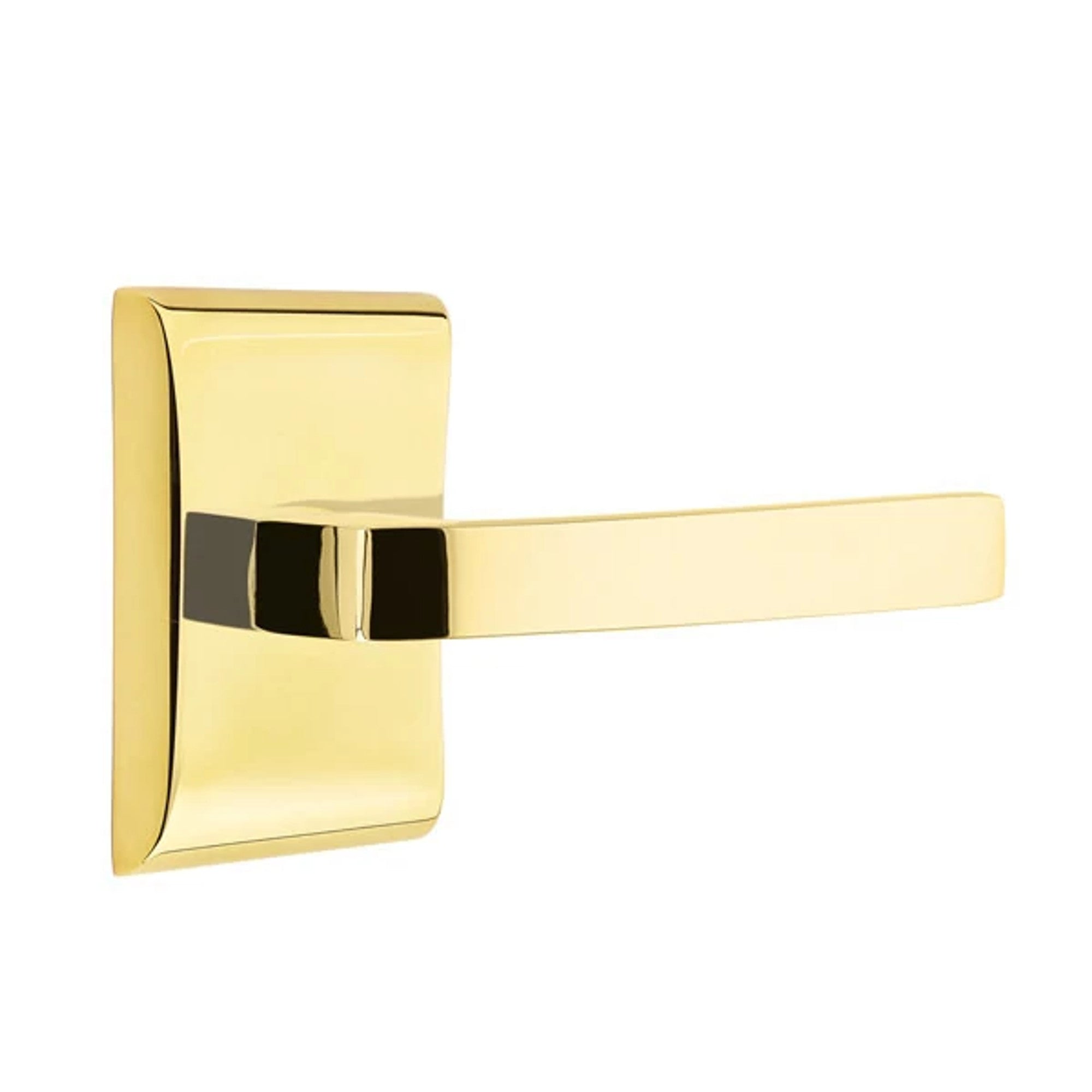 Emtek Breslin Lever with Neos Rosette in Unlacquered Brass