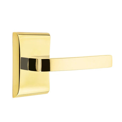 Emtek Breslin Lever with Neos Rosette in Unlacquered Brass