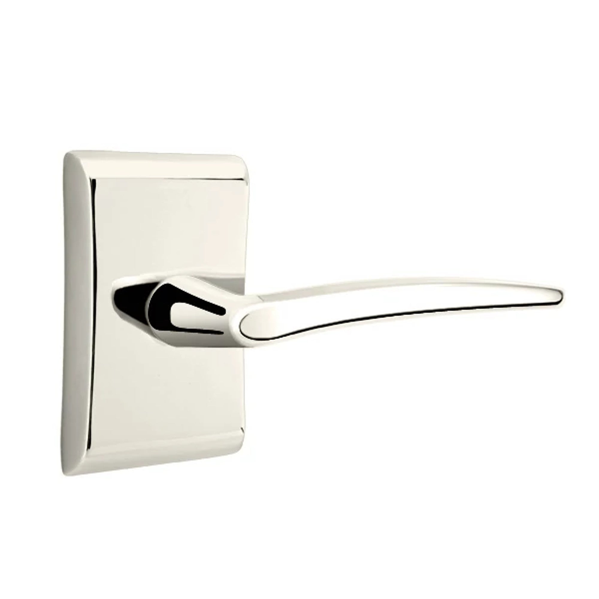 Emtek Poseidon Lever with Neos Rosette in Polished Nickel