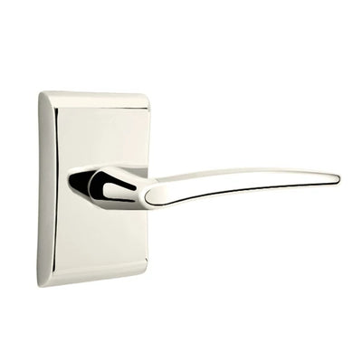 Emtek Poseidon Lever with Neos Rosette in Polished Nickel