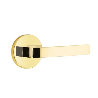 Emtek Breslin Lever with Disk Rosette in Unlacquered Brass